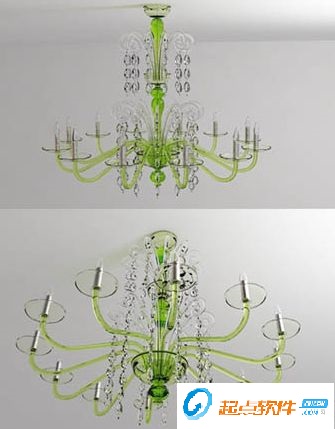 另类绿色水晶枝形吊灯3d模型