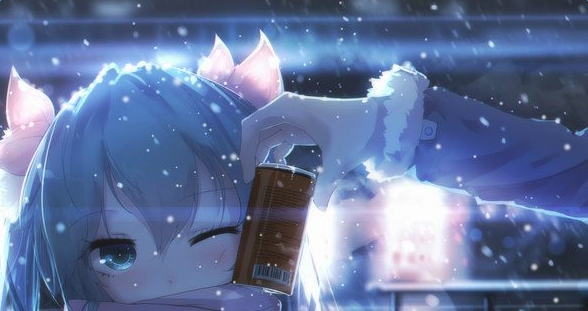 初音雪花散落壁纸