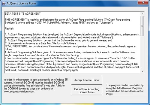 AcQuest Depreciation Module