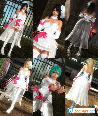 死或生5最后一战虎妈初音长筒高跟白婚纱套装MOD