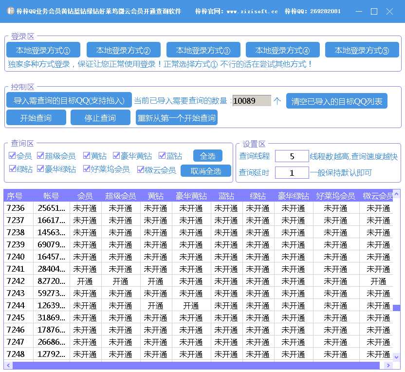梓梓QQ业务会员黄钻蓝钻绿钻好莱坞微云会员开通查询软件
