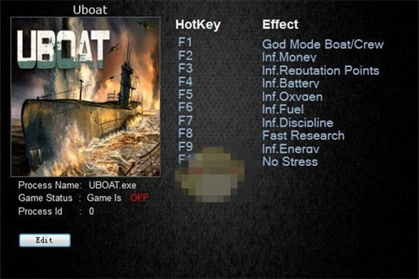 Uboat十项修改器下载