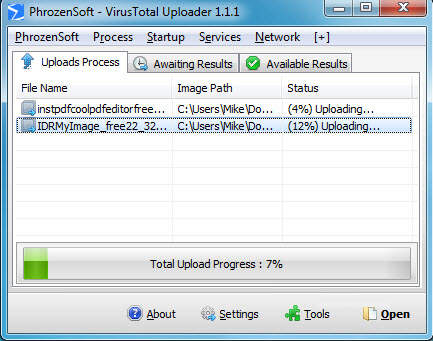 PhrozenSoft VirusTotal Uploader 3.0 客户端图1