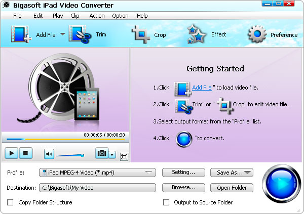 Bigasoft iPad Video Converter v3.7.48 中文特别版图1