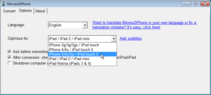 ios视频转换器(Movies2iPhone) v2.18 官方版图2