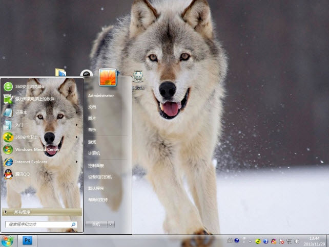 奔跑的狼电脑主题 绿色版图1