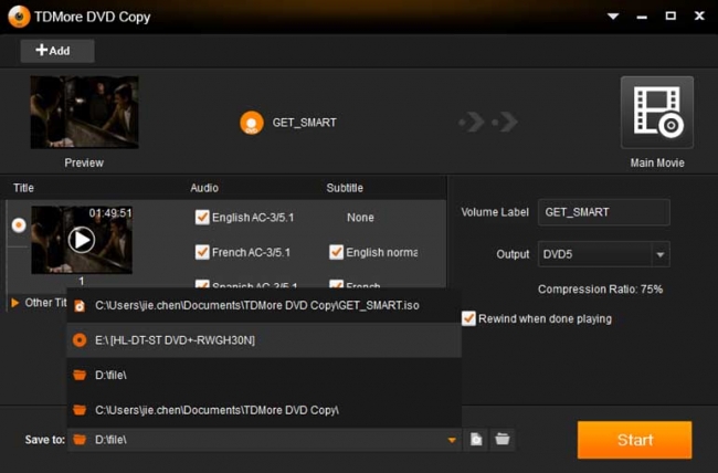 dvd光盘复制工具(TDMore DVD Copy) v1.0.0.2 特别版图3