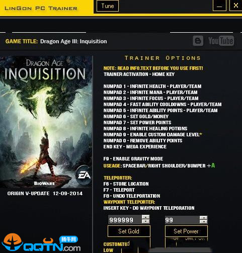 龙腾世纪3审判十五项修改器下载 1.1 Lingon版图1