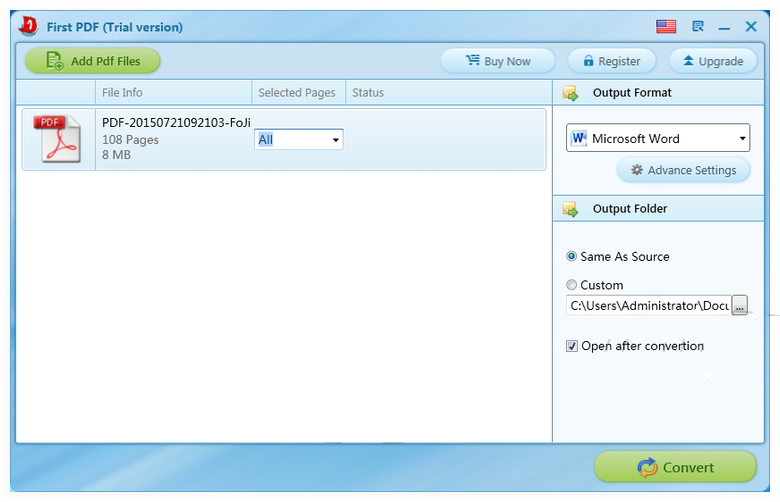FirstPDF(pdf转换成word、txt、jpg) v3.6 官方版图1