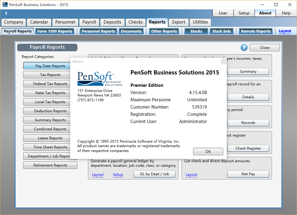 工资核算软件(PenSoft Business Solutions Premier Edition) 2015 v4.15.4.08 破解版图1