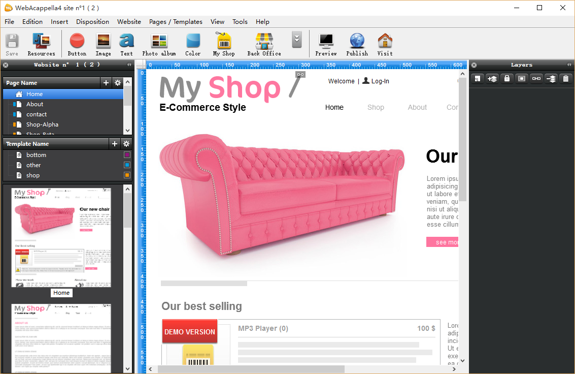 网页设计软件WebAcappella4 PROFESSIONAL 绿色免费版图1