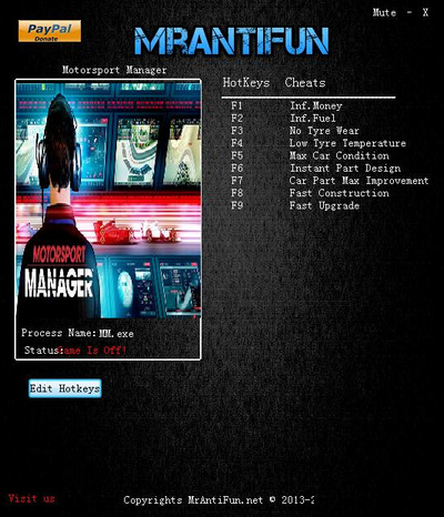 赛车经理九项修改器MrAntiFun版 v1.5.1674 绿色版图1