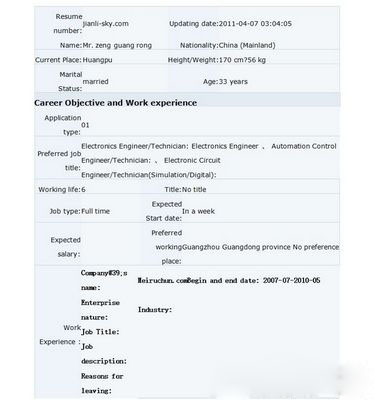 个人简历英文版模板合集 免费版图1