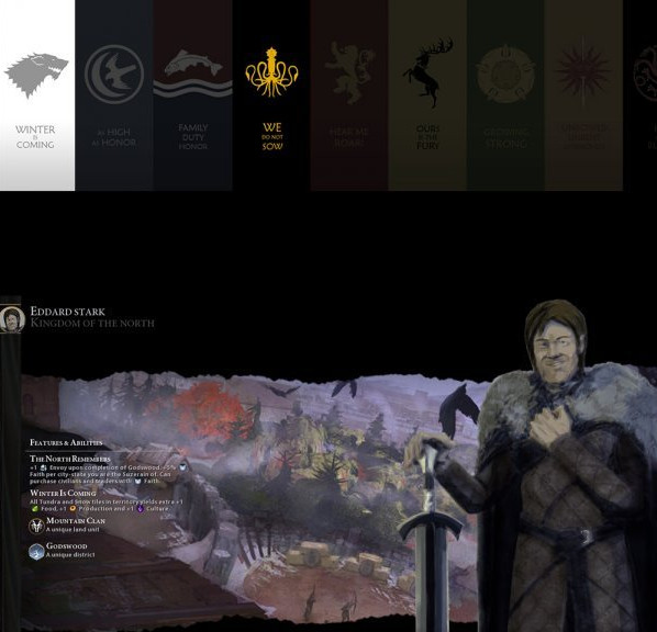 文明6冰与火之歌艾德史塔克的北境MOD下载 官方版图1