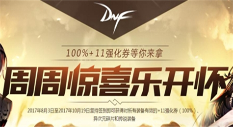 DNF8月周周惊喜乐开怀活动介绍 签到送11强化卷