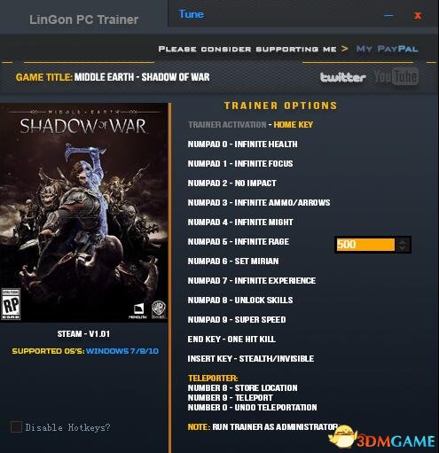 中土世界战争之影十四项修改器下载 v1.15 免费版图1