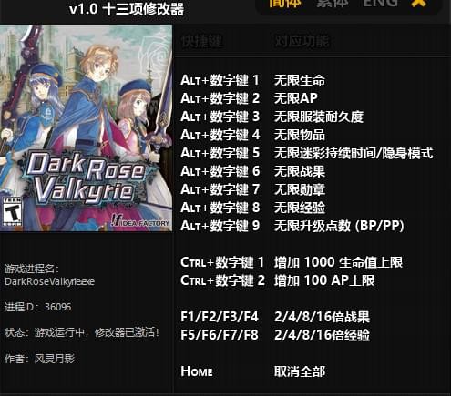 黑玫瑰的瓦尔基里十三项修改器 风灵月影版图1