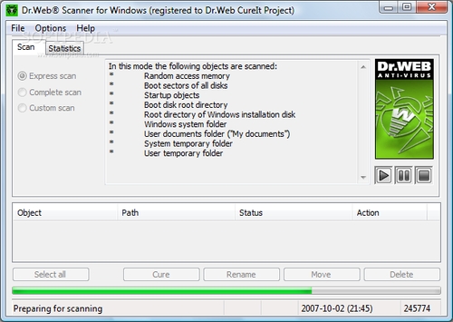 Dr.Web CureIt V6.00.9 英文绿色免费版图1
