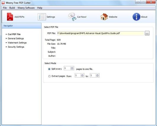 PDF切割器(Weeny Free PDF Cutter) V3.75 免费版图1