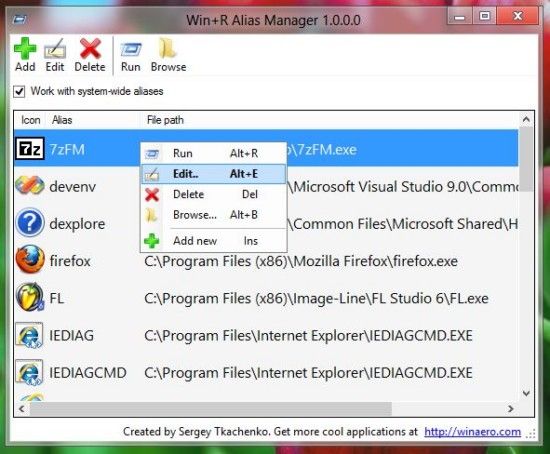 Win+R Alias Manager(运行启动命令管理器) 2.0.0.2 绿色中文版图1