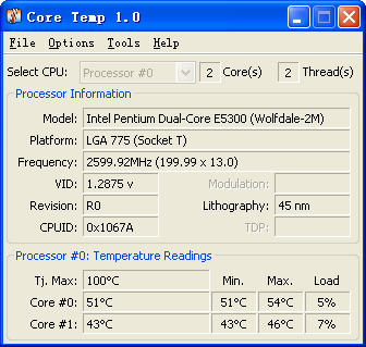 CoreTemp V1.0rc6 英文绿色免费版图1