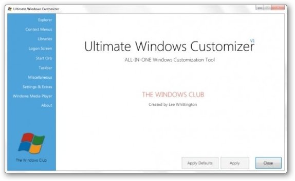 Ultimate Windows Customizer V1.0 英文官方版图1
