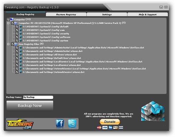 Registry Backup 注册表备份大师 V1.6.1 官方版图1