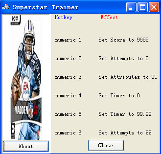 疯狂橄榄球08六项修改器 v1.0 绿色版图1