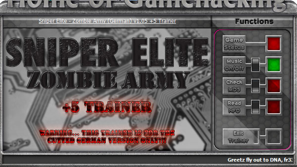 狙击精英纳粹僵尸部队修改器 +5 绿色版图1