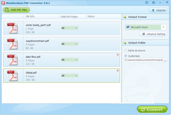 PDF转换器(Wondershare PDF Converter) 4.0.1.4 绿色中文破解版图1